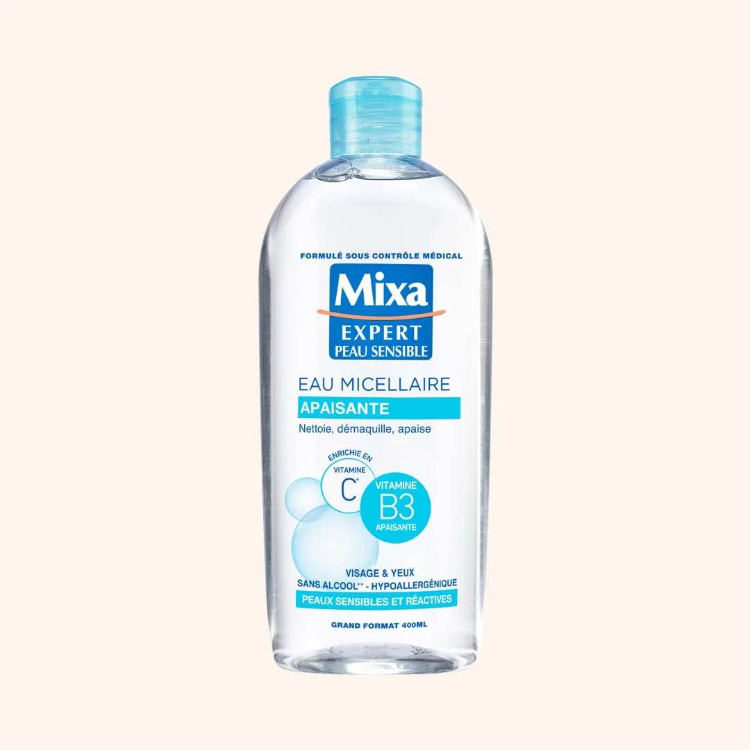 MIXA Eau Micellaire Apaisante 400ml Démaquillant Doux Peaux Sensibles Hypoallergénique Sans Parfum Zinc Panthenol - Nova Parapharmacie