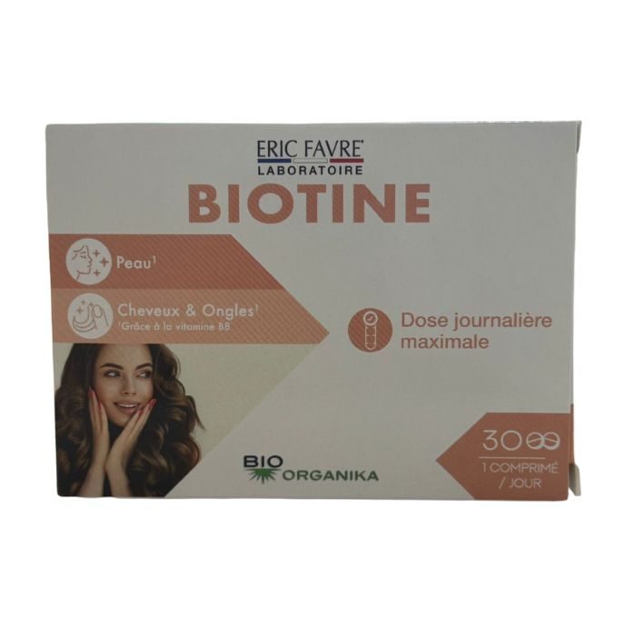 Eric Favre Biotine 30 Comprimés complément alimentaire beauté cheveux ongles peau vitamine B8 haute dose - novaparapharmacie