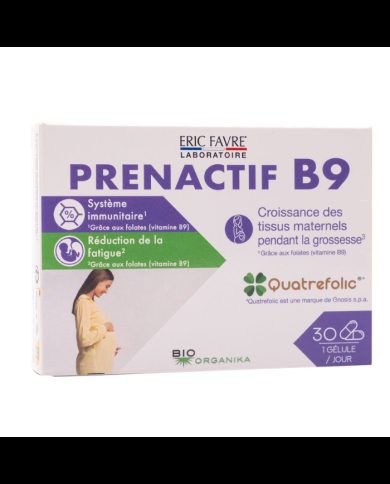 ERIC FAVRE Prenactif B9 30 Capsules complément alimentaire grossesse acide folique B9 développement fœtal dosage optimal - novaparapharmacie