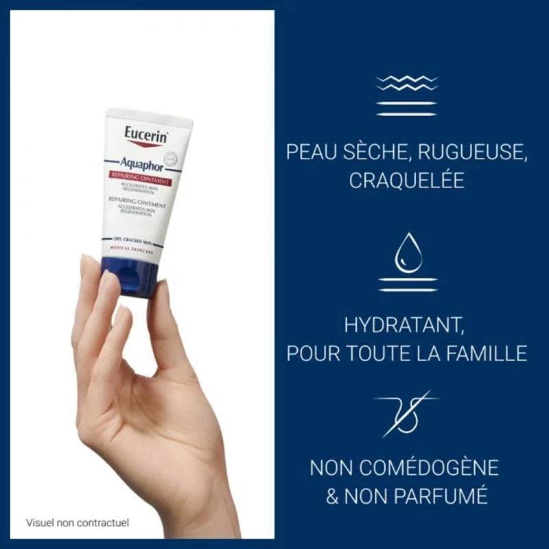 Application Eucerin Aquaphor Baume Réparateur - Soin ciblé sur peau abîmée et très sèche - Texture riche réparatrice dermatologique
