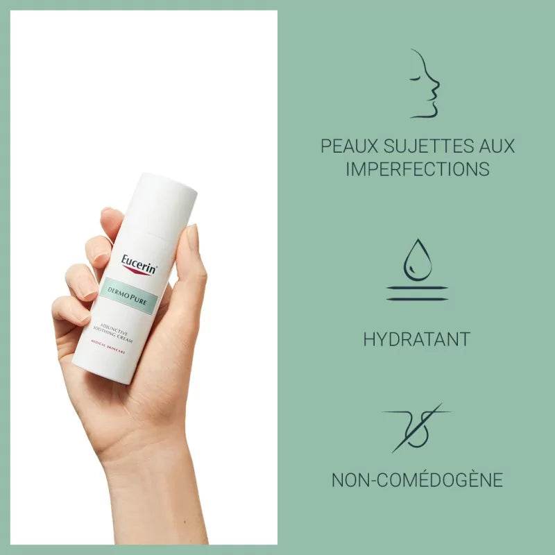 Eucerin DermoPure Hydra Crème Compensatrice bénéfices hydratation apaisante peaux grasses traitements dermatologiques desséchants irritations dermatologie cliniquement prouvé