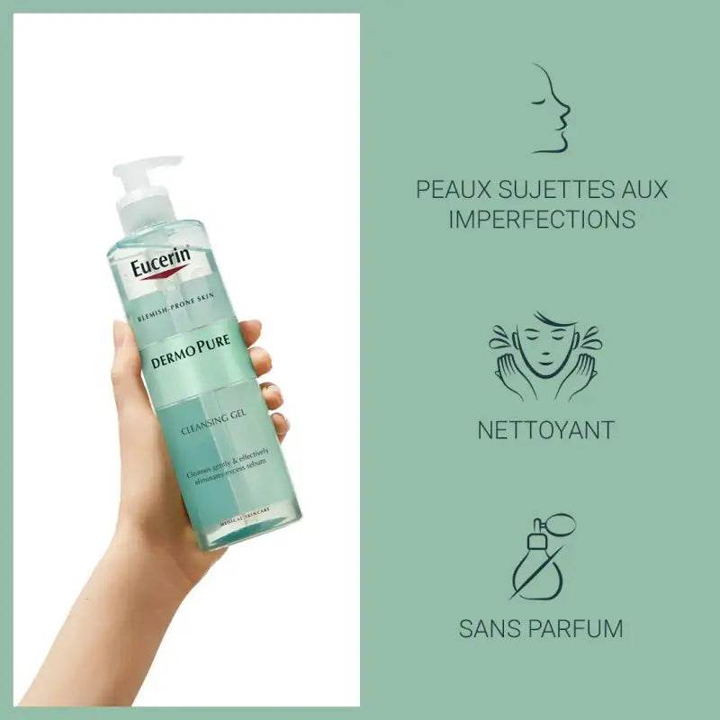 EUCERIN DERMOPURE Gel Nettoyant 200ml Oil Control et DERMOPURE Sérum Triple Action format voyage duo nettoyant purifiant peaux grasses acné points noirs dermatologie Nova Parapharmacie Maroc
