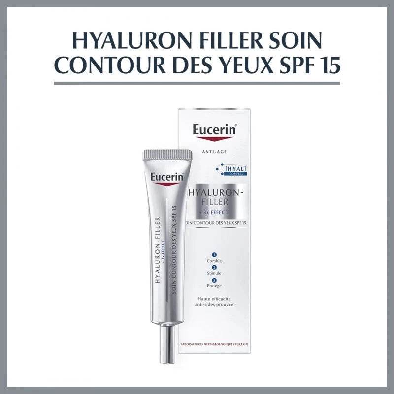 Eucerin HYALURON-FILLER Soin Contour Des Yeux SPF15 15ml - Anti-Rides Yeux - Nova Parapharmacie