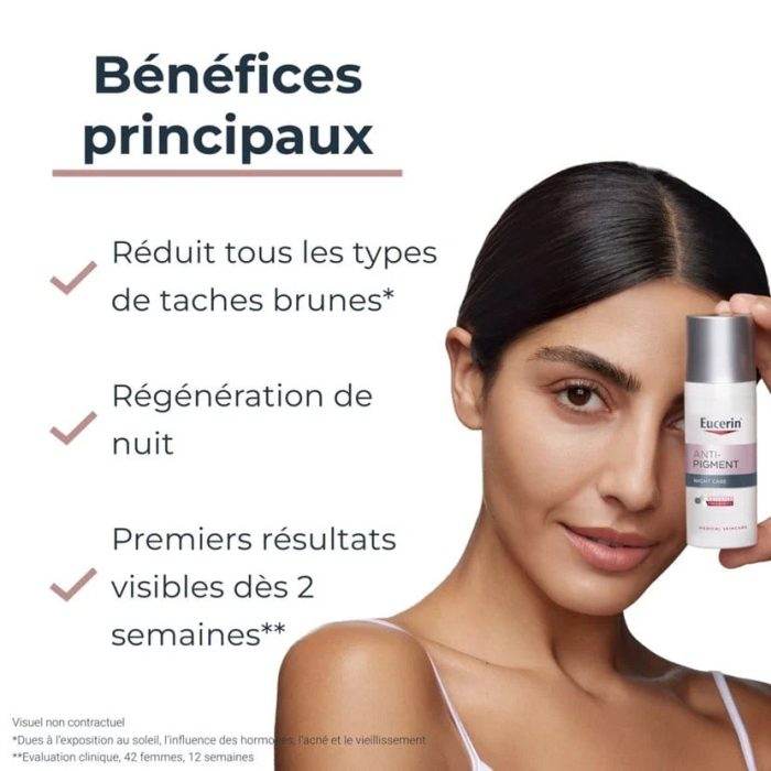 EUCERIN Anti-Pigment Soin Nuit application visage Thiamidol anti-taches régénération nocturne - novaparapharmacie