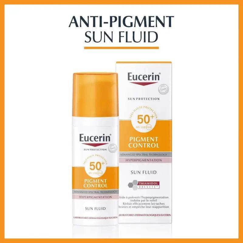 EUCERIN SUN PROTECTION PIGMENT CONTROL Fluid Protection Spf 50+ 50 Ml = HYDRO PROTECT & OIL CONTROL TOUCHER SEC FORMAT VOYAGE - Nova Parapharmacie
