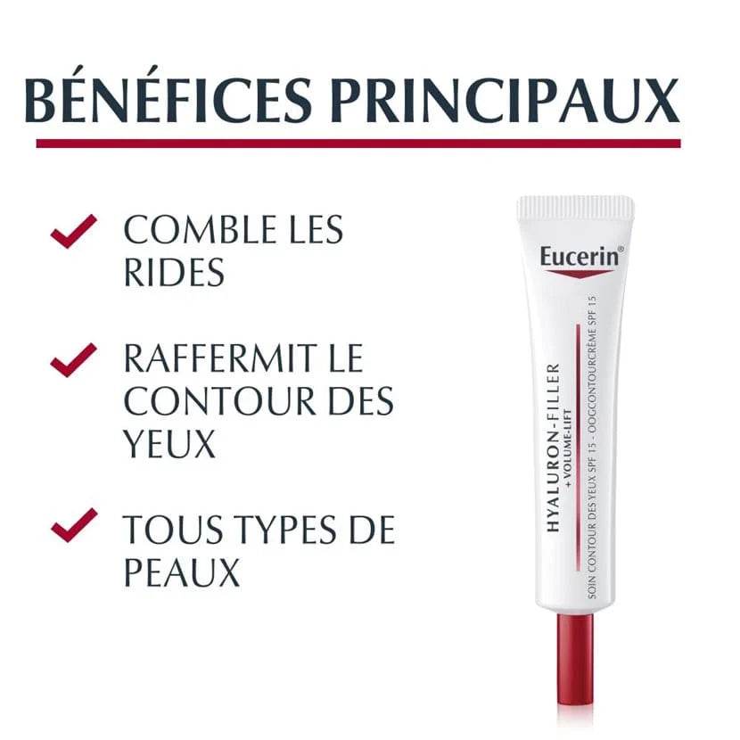 Eucerin Hyaluron-Filler Volume-Lift Contour Yeux bénéfices anti-âge rides poches cernes acide hyaluronique magnolol fermeté dermatologie cliniquement prouvé