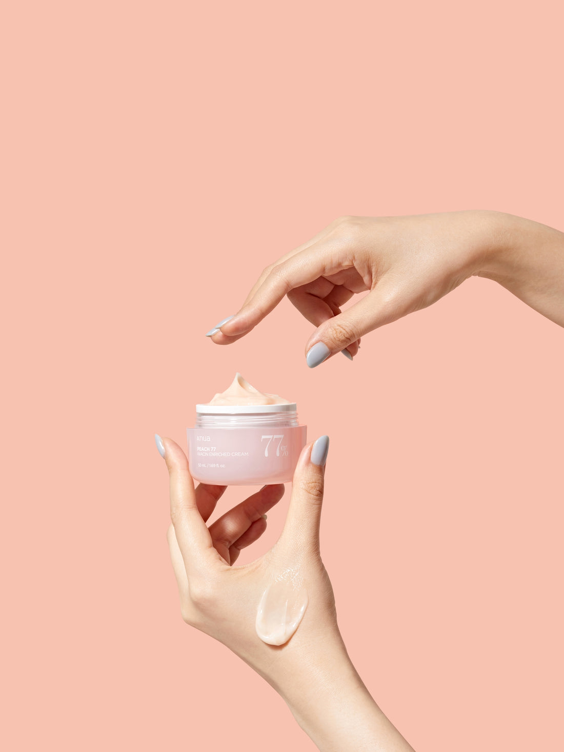 Texture gel-crème Anua Peach 77 Niacin Enriched Cream légère rafraîchissante hydratante pêche - novaparapharmacie