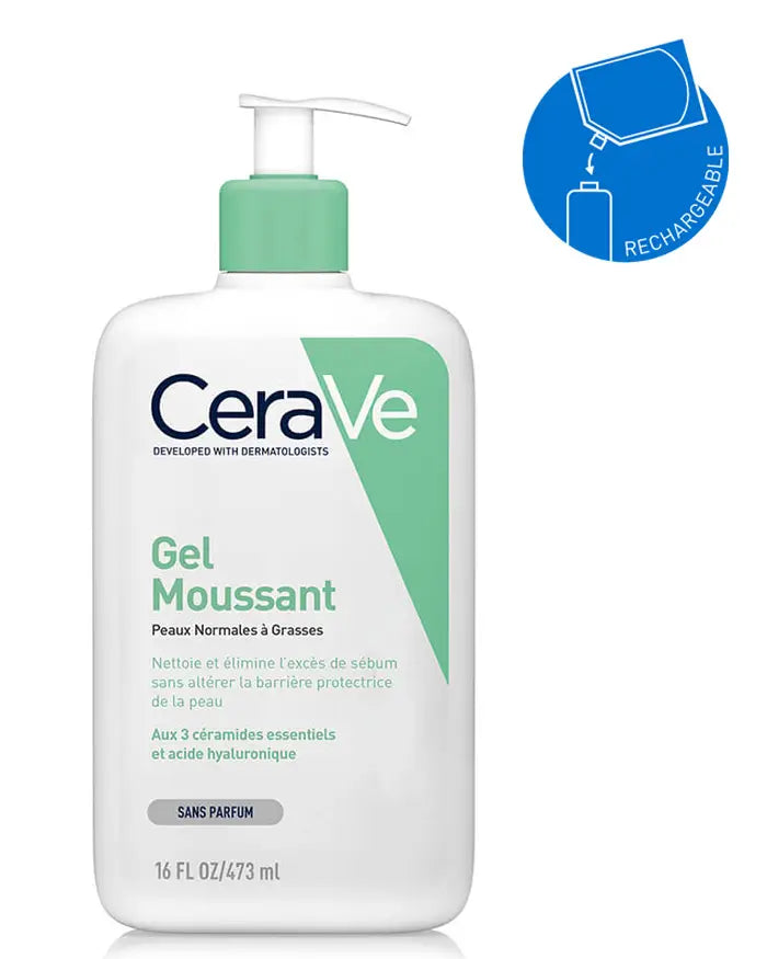 CERAVE Gel Nettoyant Moussant vue alternative purification équilibre peaux normales grasses céramides nettoyage quotidien - novaparapharmacie