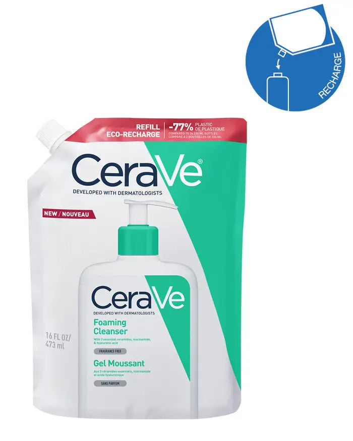 Cerave Gel Moussant Eco-Recharge Visage et Corps Peaux Normales à Grasses | Nova Para