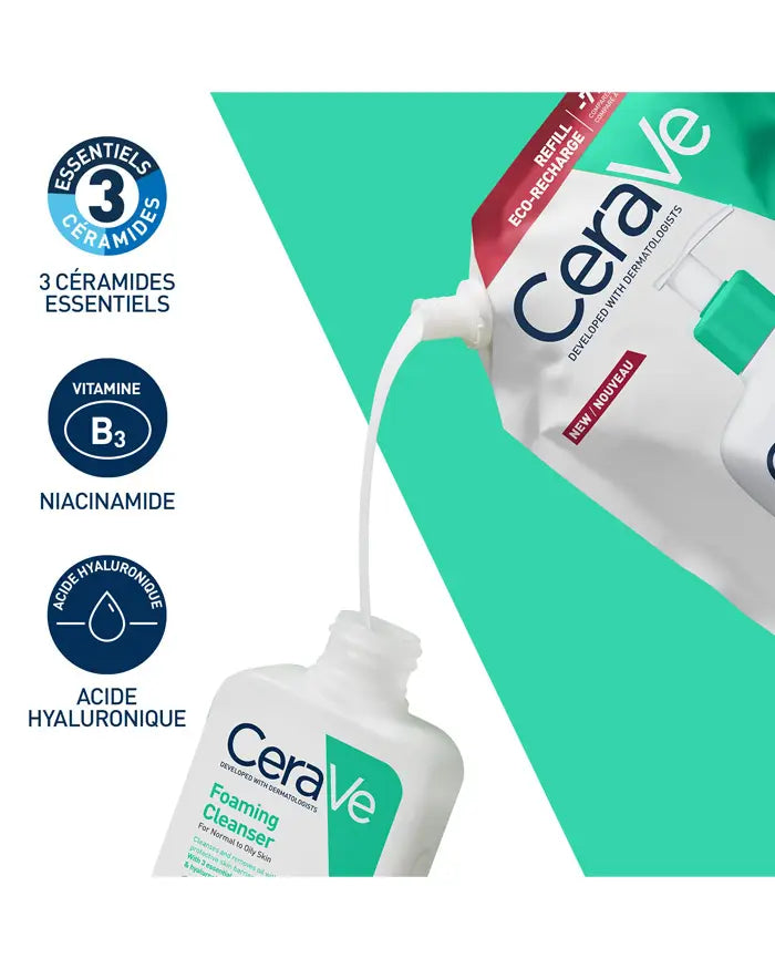 Cerave Gel Moussant Eco-Recharge Visage et Corps Peaux Normales à Grasses | Nova Para
