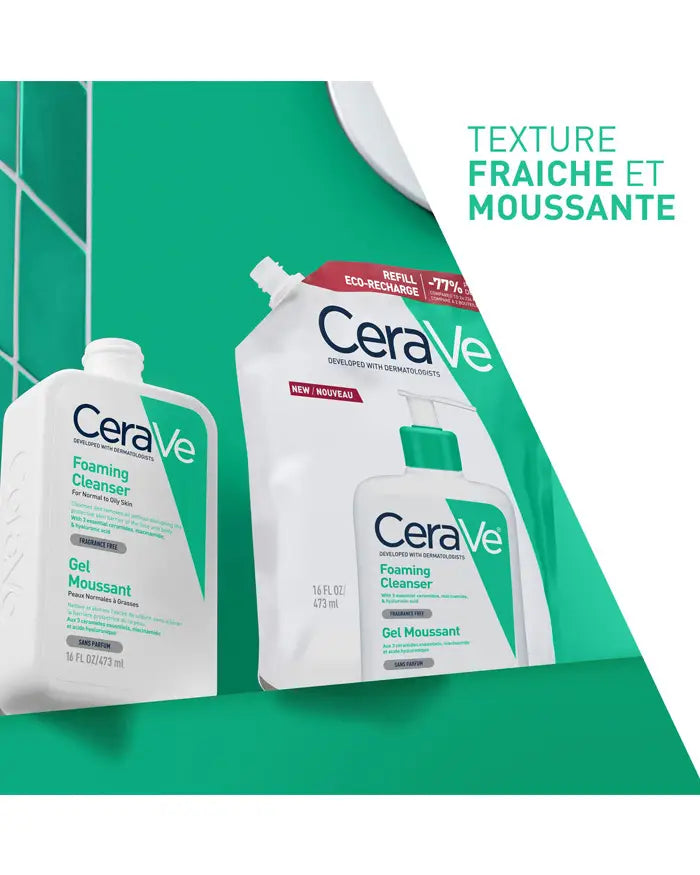 Cerave Gel Moussant Eco-Recharge Visage et Corps Peaux Normales à Grasses | Nova Para