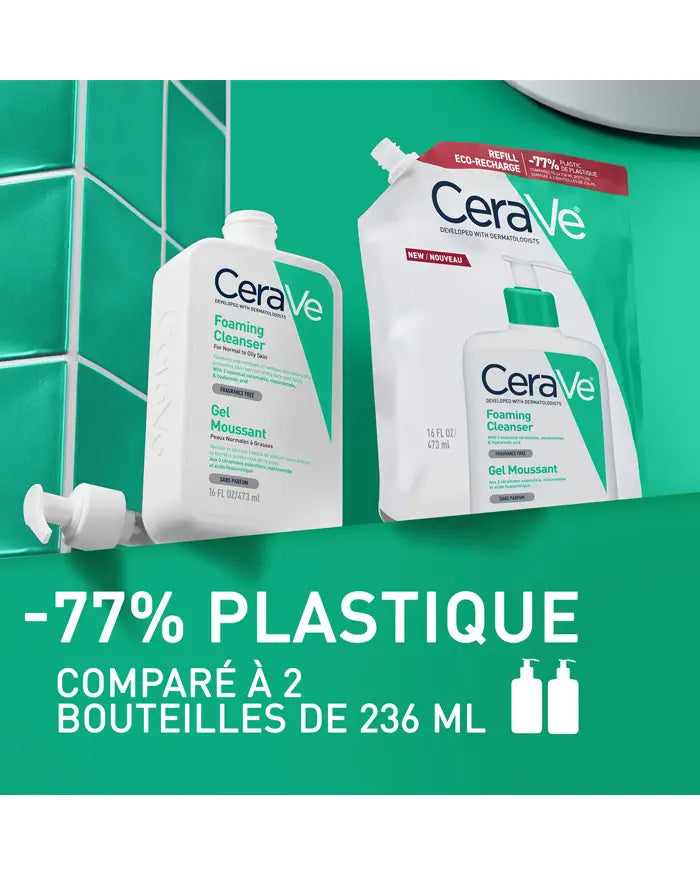 Cerave Gel Moussant Eco-Recharge Visage et Corps Peaux Normales à Grasses | Nova Para