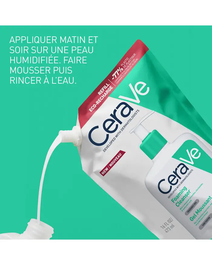 Cerave Gel Moussant Eco-Recharge Visage et Corps Peaux Normales à Grasses | Nova Para