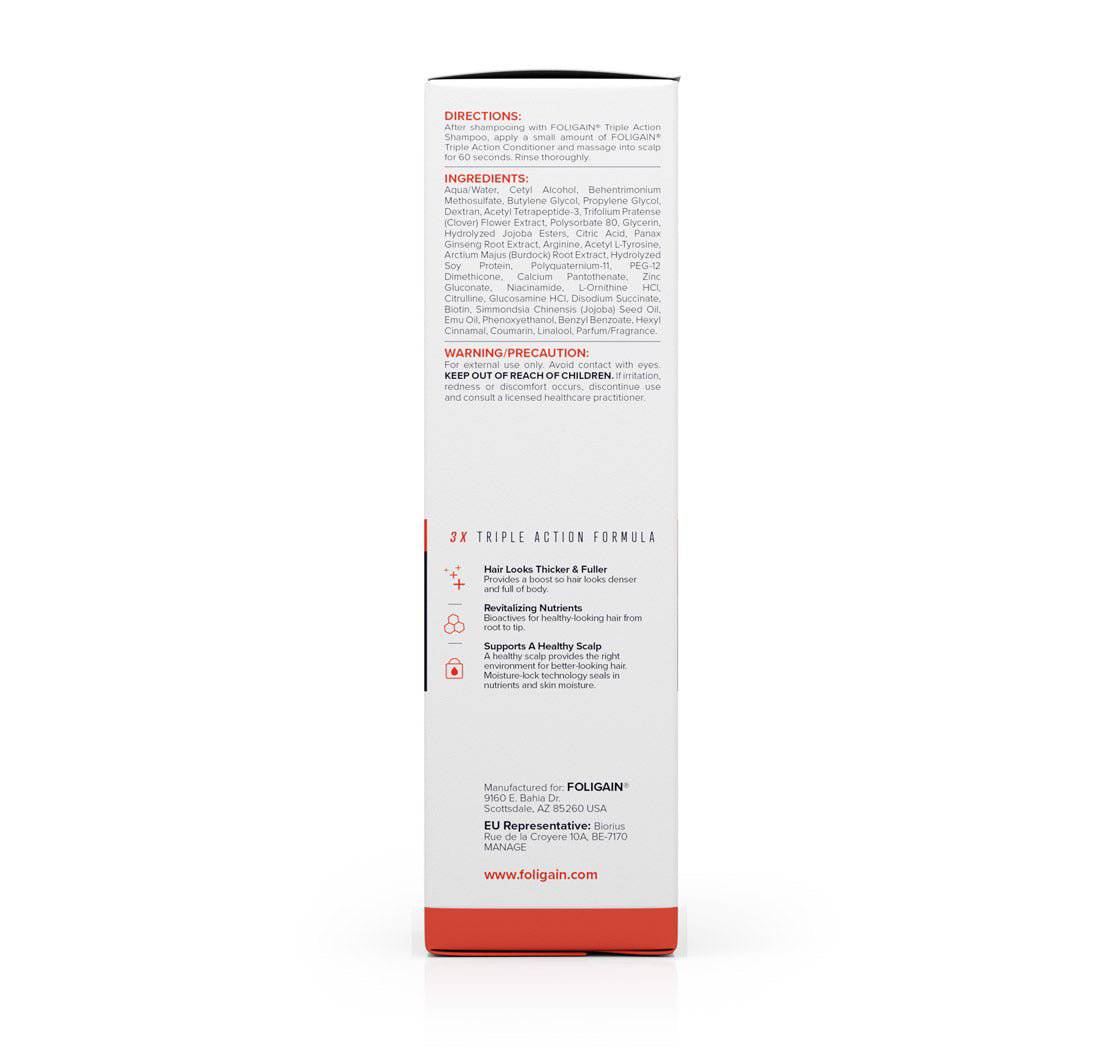 Foligain conditioner formule trioxidil 2% concentré anti-chute homme densité volume croissance capillaire peptides - novaparapharmacie