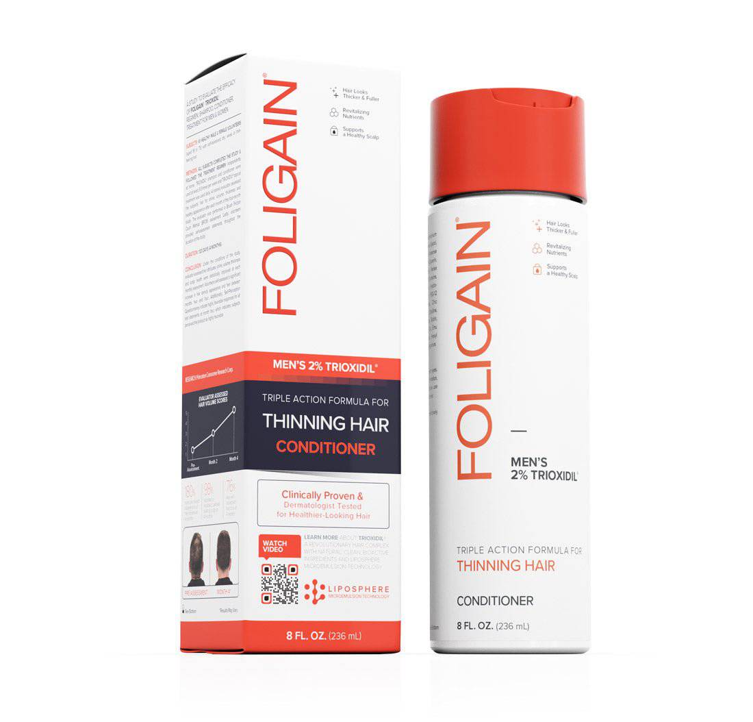 Foligain Triple Action Conditioner Trioxidil 2% Homme après-shampoing anti-chute cheveux densité volume croissance capillaire - novaparapharmacie