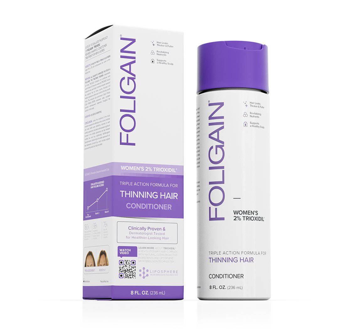 Foligain Triple Action Conditioner Trioxidil 2% Femme après-shampoing anti-chute cheveux densité volume croissance capillaire - novaparapharmacie