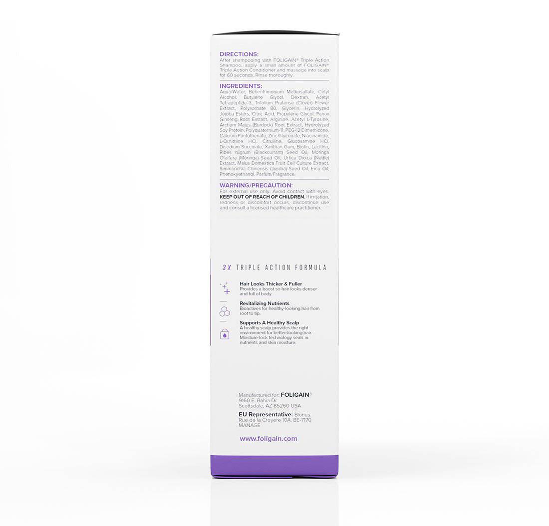 Foligain conditioner formule trioxidil 2% concentré anti-chute femme densité volume croissance capillaire peptides - novaparapharmacie