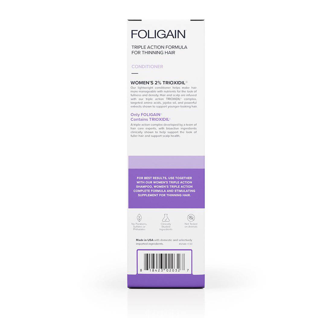 Foligain conditioner formule trioxidil 2% concentré anti-chute femme densité volume croissance capillaire peptides - novaparapharmacie