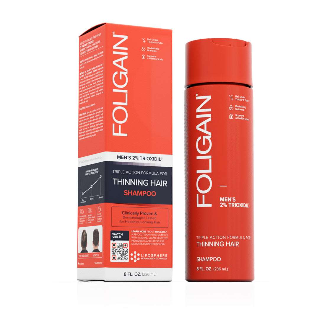 Foligain Triple Action Shampooing Trioxidil 2% Homme shampoing anti-chute cheveux densité volume croissance capillaire - novaparapharmacie