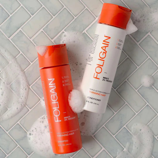 Foligain shampooing formule trioxidil 2% concentré anti-chute homme densité volume croissance capillaire peptides - novaparapharmacie
