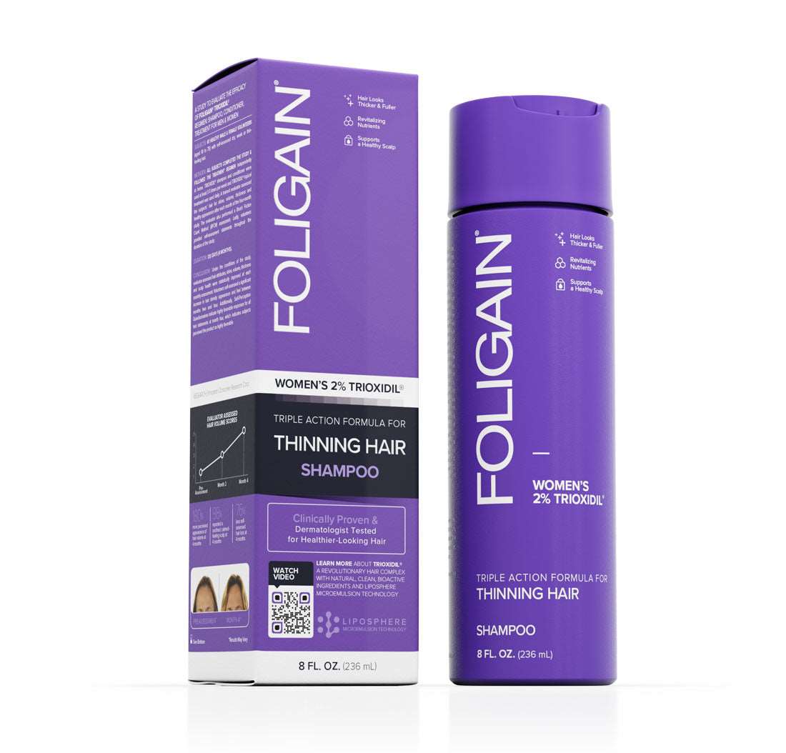 Foligain Triple Action Shampoing Trioxidil 2% Femme shampoing anti-chute cheveux densité volume croissance capillaire - novaparapharmacie