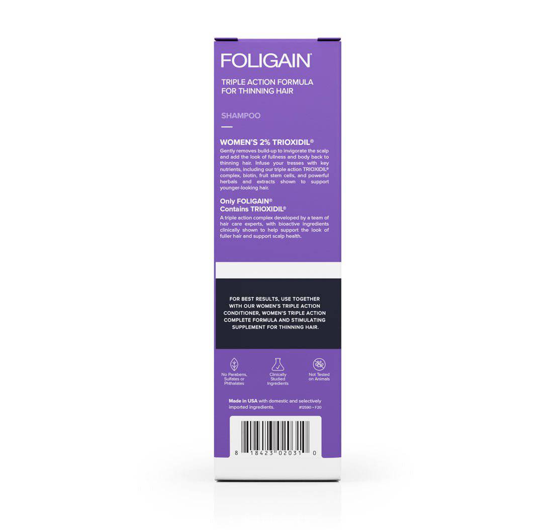 Foligain shampoing application anti-chute femme trioxidil 2% densité volume croissance capillaire traitement - novaparapharmacie