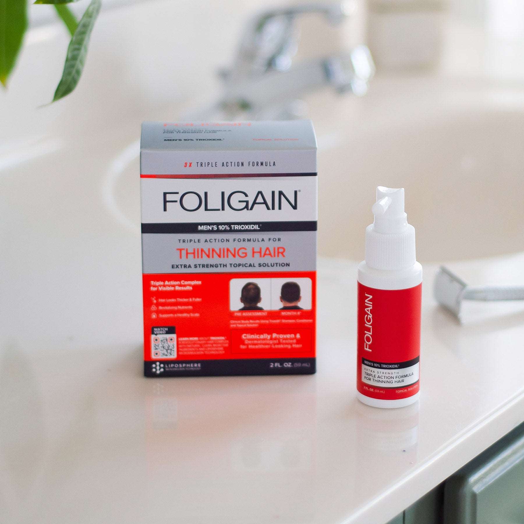 Foligain lotion formule trioxidil 10% ultra-concentré anti-chute homme densité volume croissance capillaire peptides - novaparapharmacie