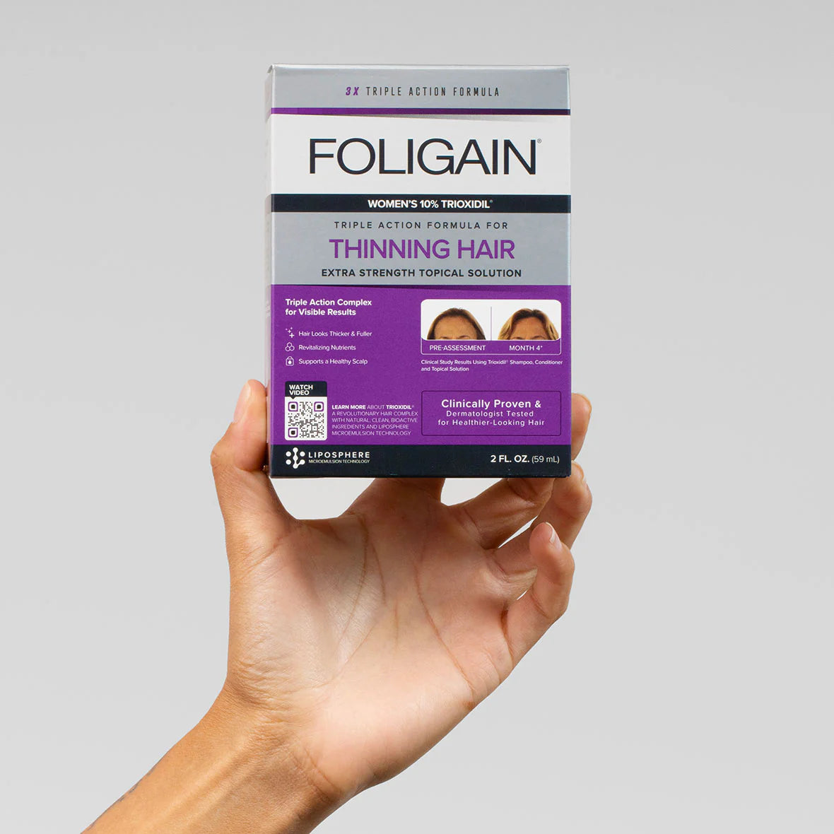 Foligain lotion formule trioxidil 10% ultra-concentré anti-chute femme densité volume croissance capillaire peptides - novaparapharmacie
