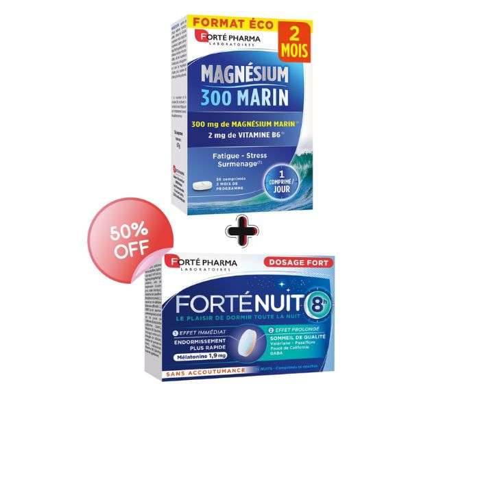 FORTE PHARMA OFFRE MAGNESIUM 300 MARIN 56 COMPRIMES + FORTE NUIT 15 COMPRIMES - Nova Parapharmacie