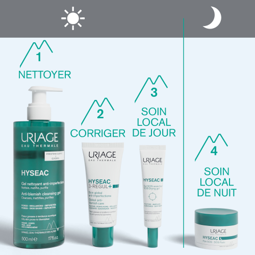 URIAGE HYSÉAC packaging huile démaquillante purifiante peaux mixtes grasses démaquillage nettoyage impuretés format 100ml - novaparapharmacie