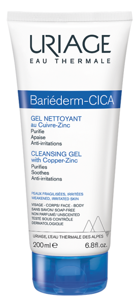 Gel URIAGE Bariéderm Cica Nettoyant 200ml cuivre-zinc peaux irritées doux - novaparapharmacie
