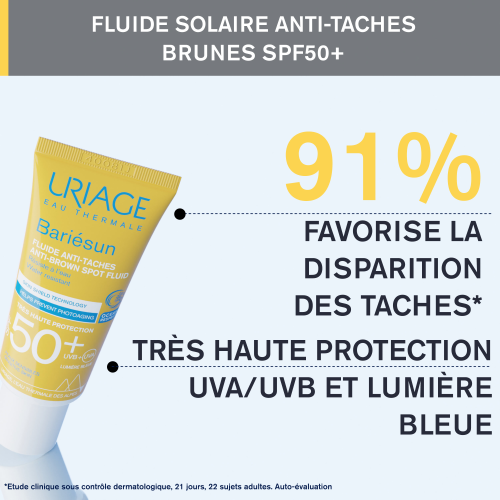 URIAGE Bariésun Fluide Anti-Taches SPF50+ 40ml bénéfices protection correction taches photo-vieillissement - novaparapharmacie