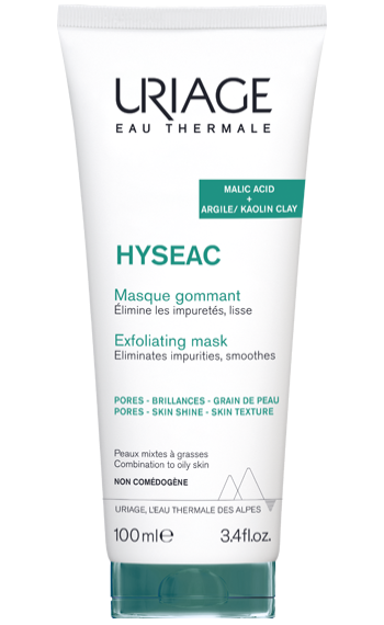 URIAGE HYSÉAC Masque Gommant 100ml tube blanc vert peaux mixtes grasses exfoliant purifiant pores resserrés éclat - novaparapharmacie