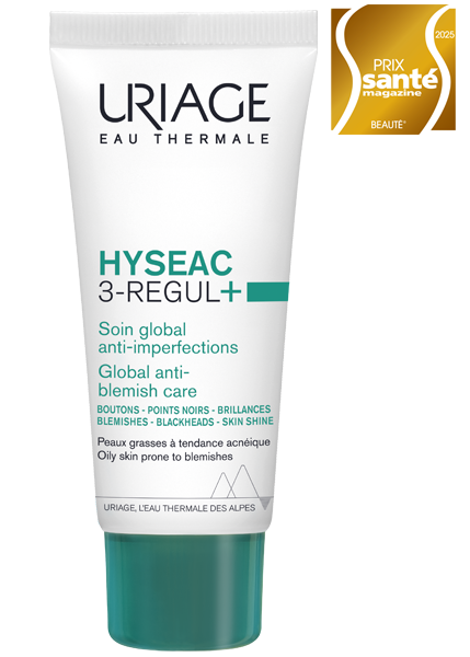 URIAGE HYSÉAC 3 Regul Soin Global Teinté SPF30 40ml tube blanc vert peaux acnéiques matifiant teinté protection - novaparapharmacie