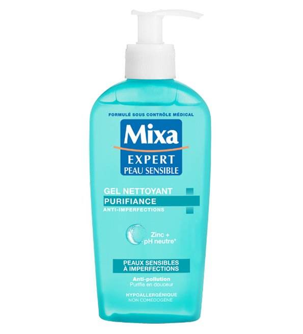 MIXA Gel Nettoyant Purifiance Anti-Imperfections 200ml Gel Nettoyant Visage Peau Grasse Acnéique Zinc Acide Salicylique - Nova Parapharmacie