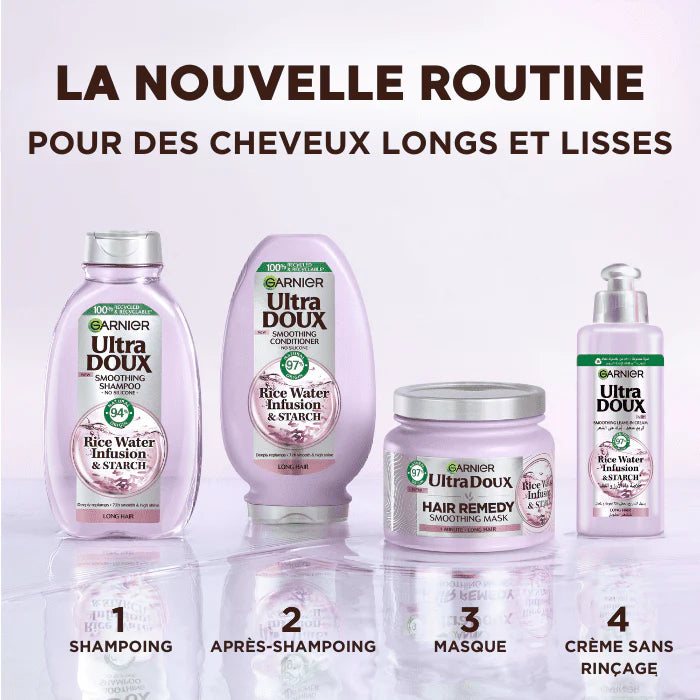ARNIER Ultra Doux Shampoing Rice Water texture cheveux fins dévitalisés volume naturel brillance nettoyage doux - novaparapharmacie