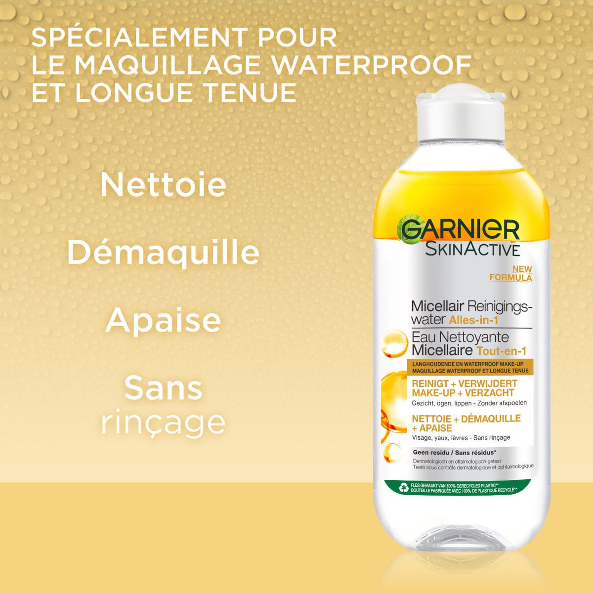 Garnier SkinActive Eau Micellaire Nettoyante huile Argan 400ml démaquillant nourrissant peaux sèches sensibles hydratation - novaparapharmacie