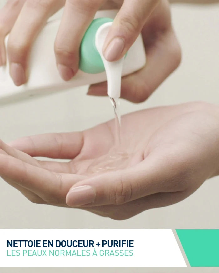 CERAVE Gel Nettoyant Moussant texture bénéfices purification équilibre peaux normales grasses céramides gel mousse légère - novaparapharmacie