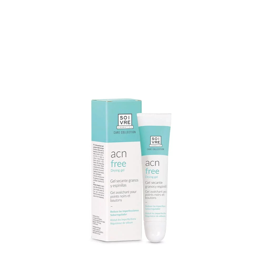 Soivre Gel Asséchant ACN FREE 15ml gel visage anti-acné peau grasse mixte imperfections traitement localisé purifiant - novaparapharmacie