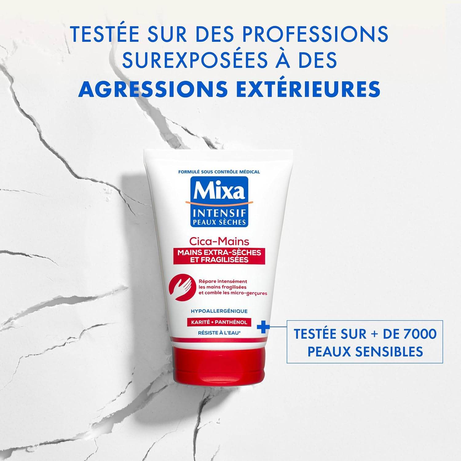 MIXA Crème Mains Réparatrice Cica-Mains 50ml Soin Mains Abîmées Gercées Centella Asiatica Cicatrisation Hydratation Réparation - Nova Parapharmacie