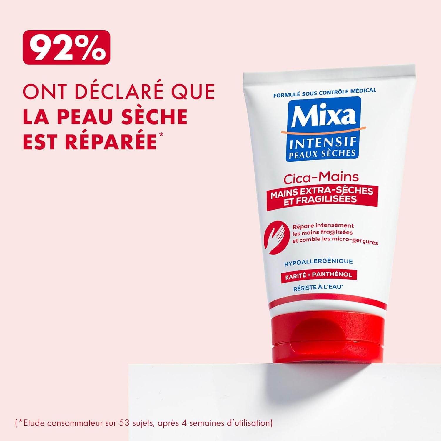 MIXA Crème Mains Réparatrice Cica-Mains 50ml Soin Mains Abîmées Gercées Centella Asiatica Cicatrisation Hydratation Réparation - Nova Parapharmacie
