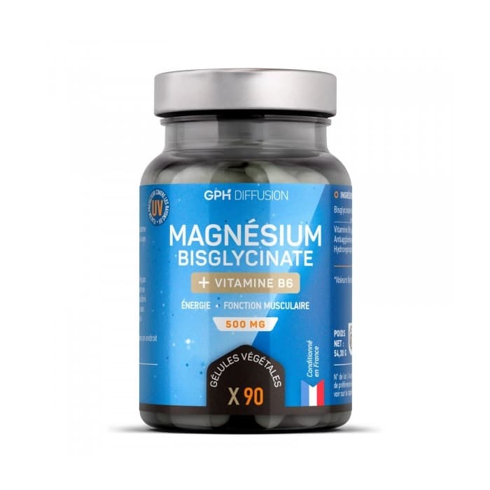 GPH Magnésium Bisglycinate Vitamine B6 500mg 90 gélules complément alimentaire anti-fatigue - novaparapharmacie