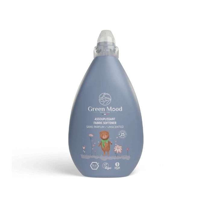 Green Mood Assouplissant Fabric Softener 1000ml écologique hypoallergénique linge doux sans parfum colorants biodégradable facilite repassage - novaparapharmacie