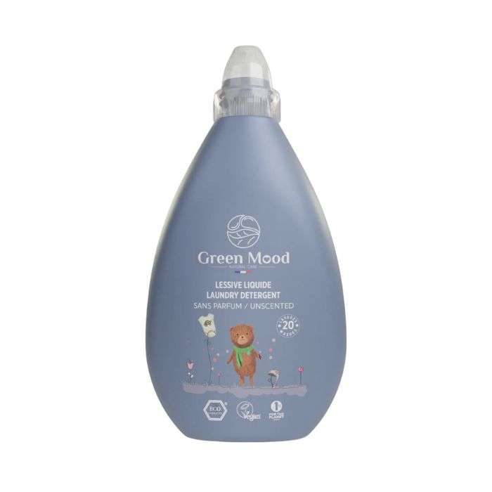 Green Mood Lessive Liquide Bébé 1000ml écologique hypoallergénique peaux sensibles sans parfum colorants biodégradable efficace 30°C - novaparapharmacie