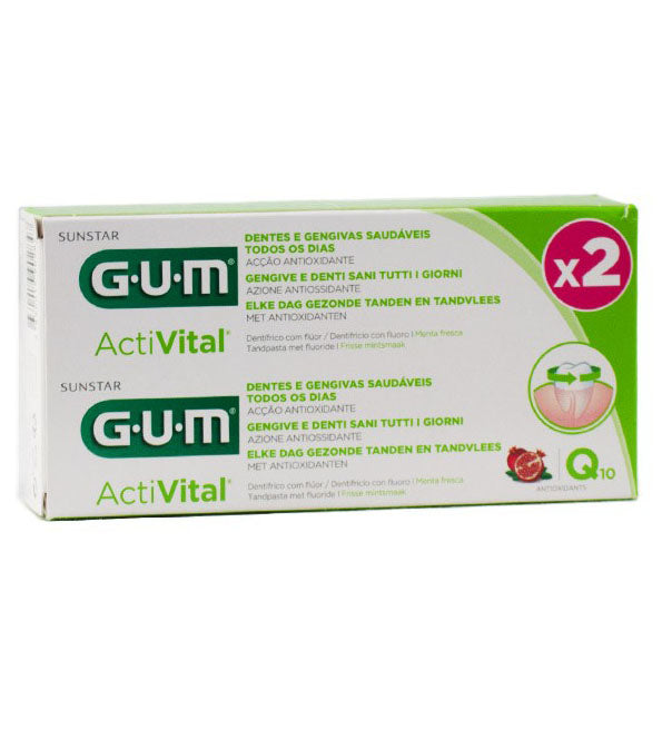 Gum ActiVital Dentifrice Gel Lot de 2 x 75ml soin dentaire complet gencives sensibles protection quotidienne - novaparapharmacie