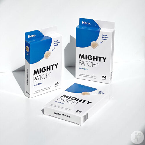 Packaging Hero Mighty Patch Invisible+ 24 Pièces design élégant boîte pratique patchs anti-acné ultra-fins - novaparapharmacie
