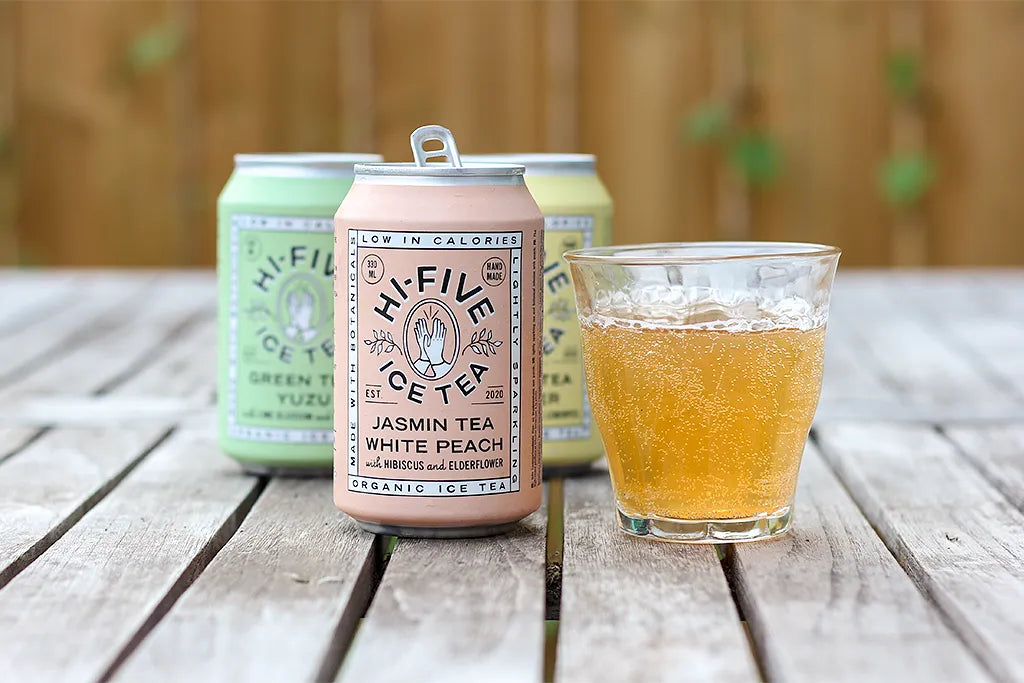 HI-FIVE vue alternative ice tea pêche blanche thé jasmin 330ml format canette pratique florale - novaparapharmacie