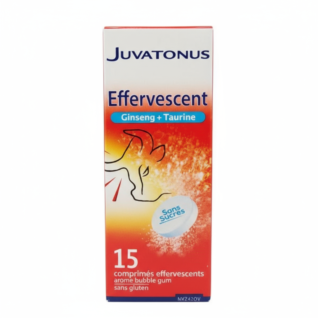 Juvatonus Effervescent Taurine 15 comprimés énergie vitalité tonus taurine vitamines minéraux booste performances - novaparapharmacie