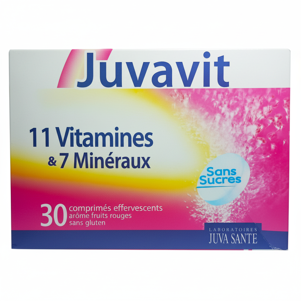Juvavit 30 Comprimés Effervescents multivitamines énergie vitalité immunité vitamines C B D minéraux booste - novaparapharmacie