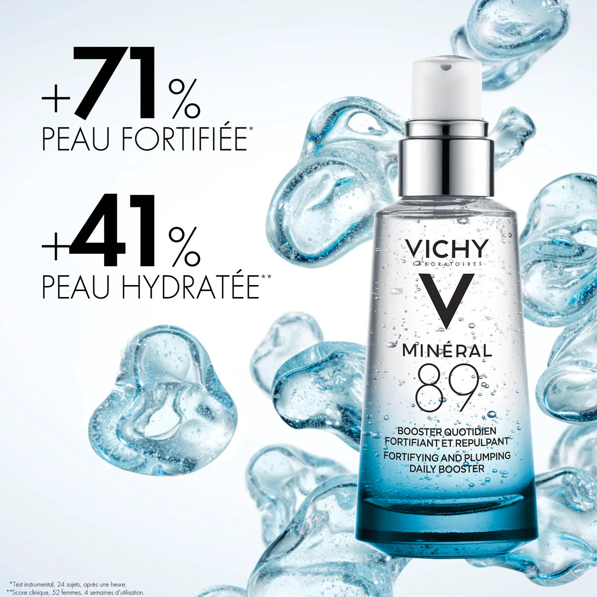VICHY Minéral 89 mode emploi sérum booster hydratant fortifiant repulpant acide hyaluronique application visage quotidien - novaparapharmacie
